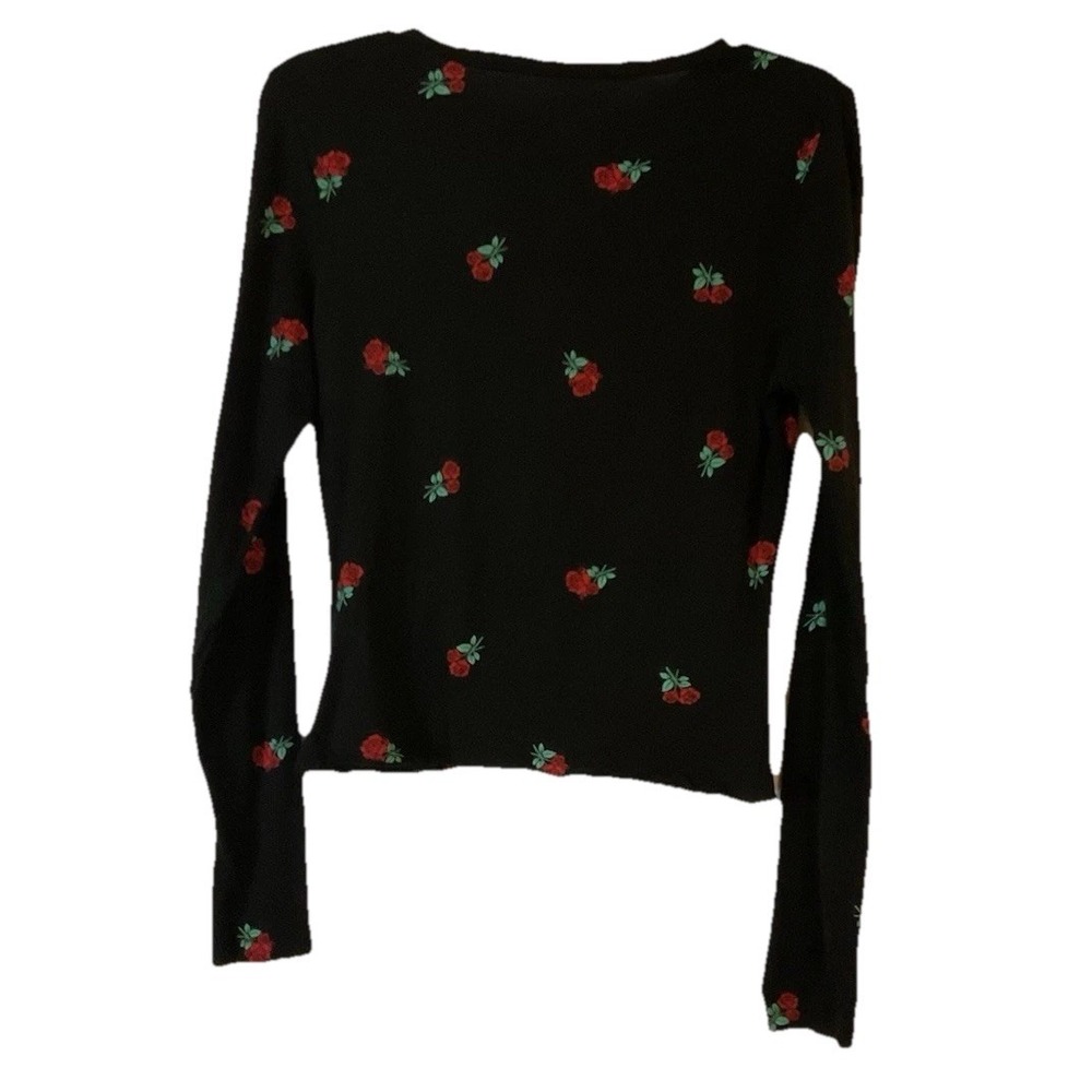 PINK long Sleeve Tee Rose Print in Small‎